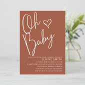 オベビーかわいいテラコッタベビー男女兼用ブシャワー 招待状 (スタンド正面)