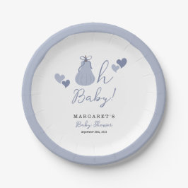 オベビーかわいいブルーパンプキンバウ男の子ベイビーシャワー ペーパープレート