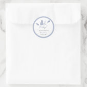 オベビーかわいいブルーパンプキンバウ男の子ベイビーシャワー ラウンドシール (バッグ)