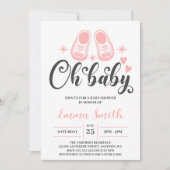 オベビーかわいいベビーシューズ赤ちゃんシャワー 招待状 (正面)