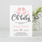 オベビーかわいいベビーシューズ赤ちゃんシャワー 招待状 (スタンド正面)