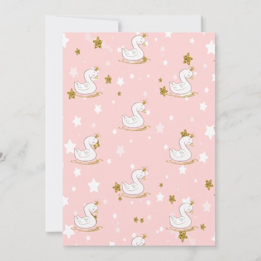 オベビーかわいいベビースワンクラウンスターベビーシャワー 招待状 (裏面)