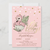 オベビーかわいいベビーピンクフラミンゴスターベビーシャワー 招待状 (正面)