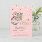 オベビーかわいいベビーピンクフラミンゴスターベビーシャワー 招待状 (スタンド正面)