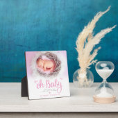 オベビーかわいい女の子誕生フォトピンクのスクリプトキープサケ フォトプラーク (インサイチュ)