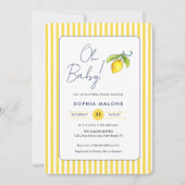 オベビーかわいい水色レモンベビーシャワー 招待状 (正面)
