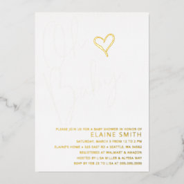 オベビーかわいい男女兼用赤ちゃんシャワー 箔招待状