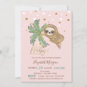 オベビーかわいい眠るナマケモノ星赤ちゃんシャワー 招待状 (正面)