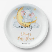 オベビーかわいい象の水の色ベビーシャワー ペーパープレート (正面)