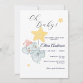 オベビーかわいい象スターベビーシャワー招待状 招待状 (正面)