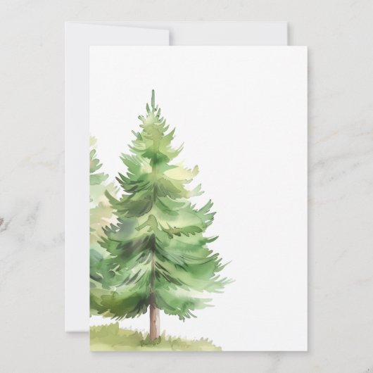 オベビーの水色ウッドランドテディベア赤ちゃんシャワー 招待状 (裏面)