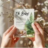 オベビーの水色ウッドランドテディベア赤ちゃんシャワー 招待状