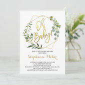 オベビーの緑と金ゴールドの赤ちゃんシャワー 招待状 (スタンド正面)