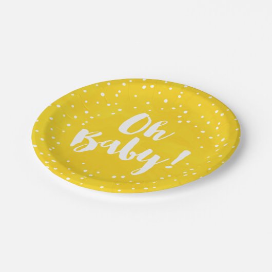 オベビーイエローウォーター色ベビーシャワー ペーパープレート (アングル)