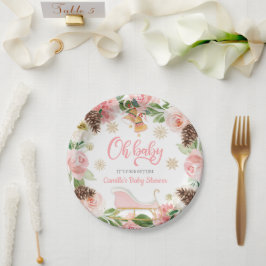 オベビーウィンターガールベビーシャワーパーソナライズされた紙 ペーパープレート