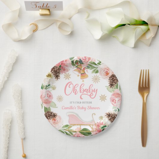 オベビーウィンターガールベビーシャワーパーソナライズされた紙 ペーパープレート (ウェディング)