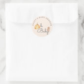 オベビーウォーターカラーカボチャ秋素朴ベビーシャワー ラウンドシール (バッグ)