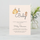 オベビーウォーターカラーカボチャ秋素朴ベビーシャワー 招待状 (スタンド正面)