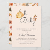 オベビーウォーターカラーカボチャ秋素朴ベビーシャワー 招待状 (正面/裏面)