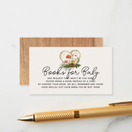 オベビーウッドスライス秋赤ちゃんシャワーブックリクエスト エンクロージャーカード