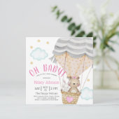 オベビーウッドランドテディベアピンクベビーシャワー 招待状 (スタンド正面)