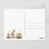 オベビーウッドランド動物ベビーシャワー招待状ポー ポストカード (裏面)