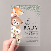 オベビーウッドランド動物ベビーシャワー アクリル招待状 (インサイチュ (ポータブル))
