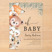 オベビーウッドランド動物ベビーシャワー アクリル招待状 (正面)
