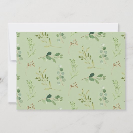 オベビーウッドランド動物緑の赤ちゃんシャワー 招待状 (裏面)