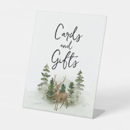 オベビーウッドランド水の色のカード素朴ギフト 台座サイン