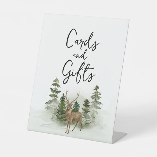 オベビーウッドランド水の色のカード素朴ギフト 台座サイン (正面)