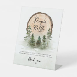 オベビーウッドランド水彩素朴おむつラッフル 台座サイン