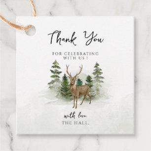 オベビーウッドランド水彩赤素朴ちゃんシャワー フェイバータグ