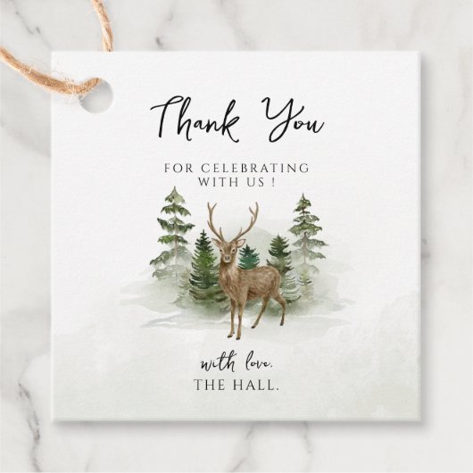 オベビーウッドランド水彩赤素朴ちゃんシャワー フェイバータグ (正面)