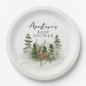 オベビーウッドランド水彩赤素朴ちゃんシャワー ペーパープレート (正面)