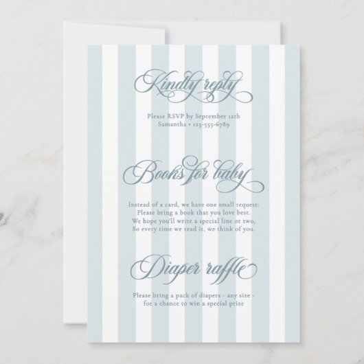 オベビーエレガントスクリプトすべて1つの赤ちゃんシャワー 招待状 (裏面)