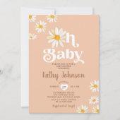 オベビーエレガントデイジーフラワーズボホベイビーシャワー 招待状 (正面)