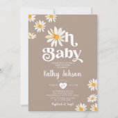 オベビーエレガントデイジーフラワーズボホベイビーシャワー 招待状 (正面)