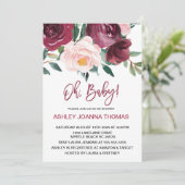 オベビーエレガントバーガンディ花ベビーシャワー 招待状 (スタンド正面)