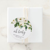 オベビーエレガントホワイトフローラガールベビーシャワー フェイバータグ (インサイチュ)