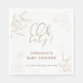 オベビーエレガント金ゴールド離れバタフライベビーシャワー スタンダードランチョンナプキン (正面)