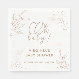 オベビーエレガント金ゴールド離れバタフライベビーシャワー スタンダードランチョンナプキン