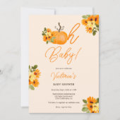 オベビーオレンジカボチャフローラニュートラルベビーシャワー 招待状 (正面)