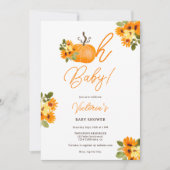 オベビーオレンジカボチャフローラニュートラルベビーシャワー 招待状 (正面)