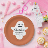 オベビーオレンジ幽霊ハロウィーンベイビーシャワー ペーパープレート (パーティー)