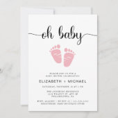 オベビーカップルベビーガールシャワー 招待状 (正面)