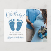 オベビーカップル写真少年の赤ちゃんシャワー 案内ポストカード (正面)