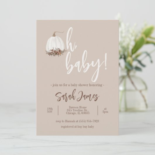 オベビーカボチャ赤ちゃんシャワー招待状 招待状 (スタンド正面)