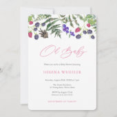 オベビーカントリーサイドウォークピクニックガールベビーシャワー 招待状 (正面)