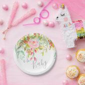 オベビーガーデンフローラピンクグレーシャワーパーティーイベント ペーパープレート (パーティー)